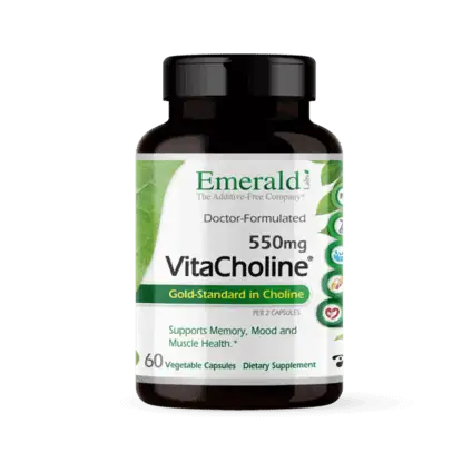 Dark bottle of VitaCholine capsules - Dietary Supplements